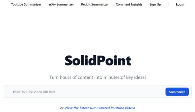 SolidPoint AI: Summarize Text and Videos in Seconds!
